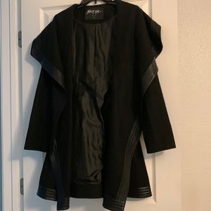 Nasty Gal Isadora Wrap Coat black leather trim and belt